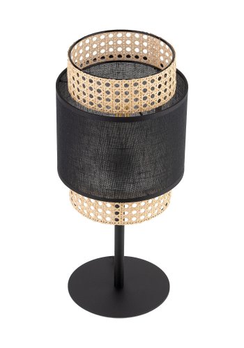 TK Boho bordlampe - natur rattan og sort stof/metal