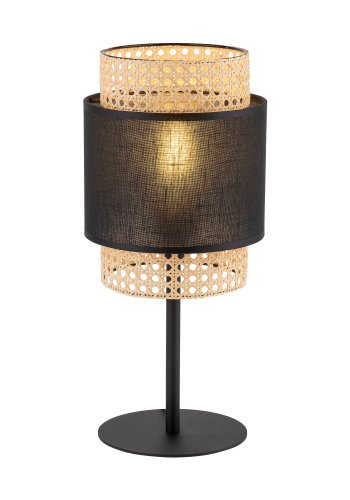 TK Boho bordlampe - natur rattan og sort stof/metal