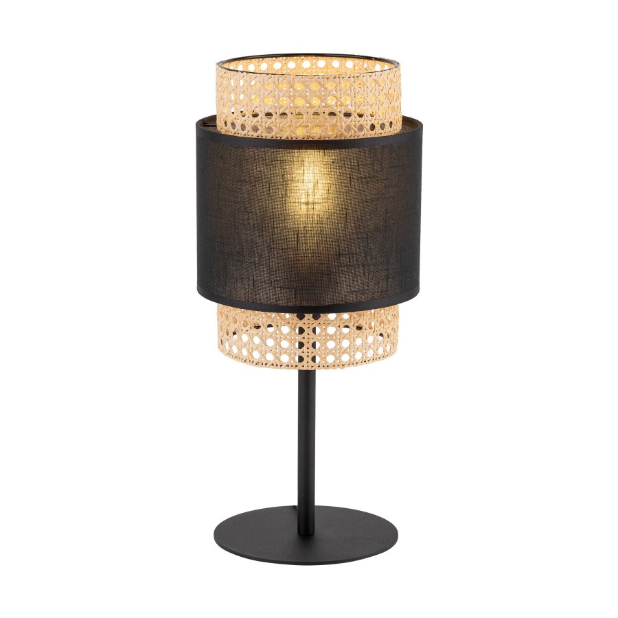TK Boho bordlampe - natur rattan og sort stof/metal