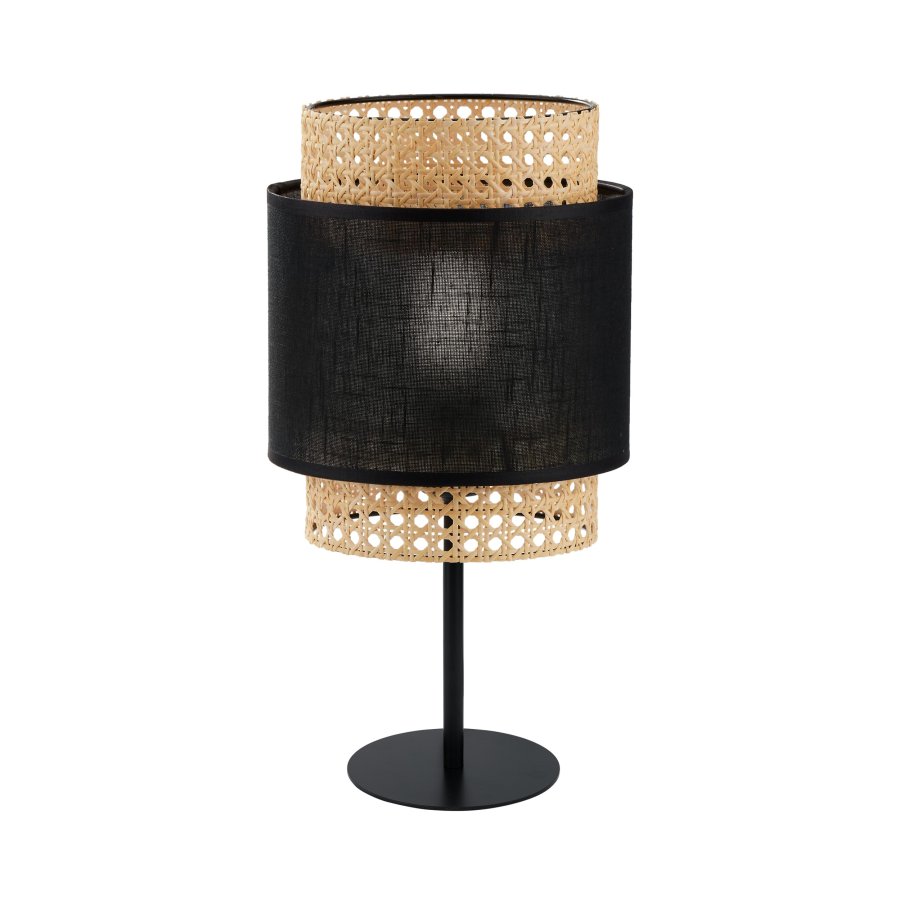 TK Boho bordlampe - natur rattan og sort stof/metal
