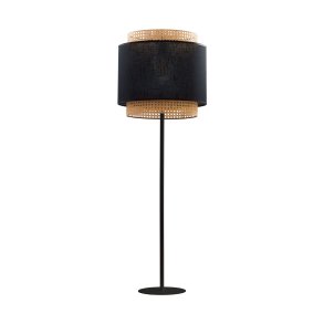 TK Boho gulvlampe - natur rattan og sort stof/stl
