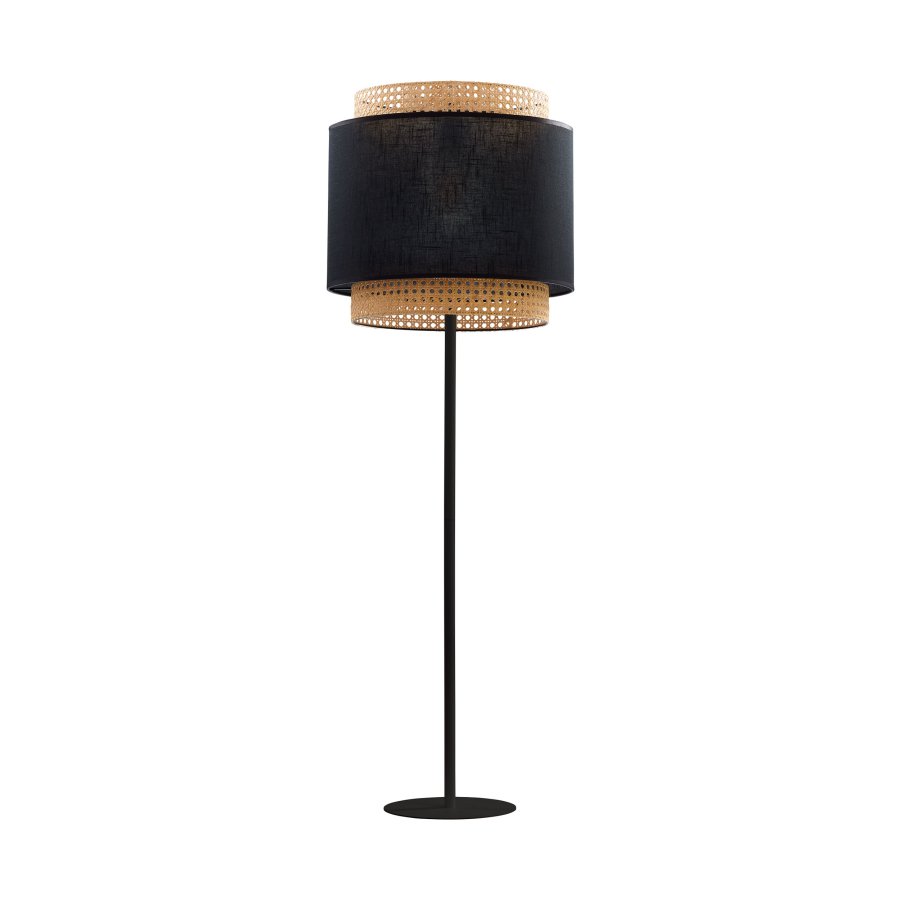 TK Boho gulvlampe - natur rattan og sort stof/stl