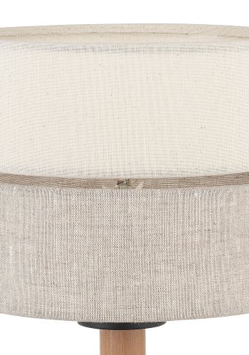 TK Eco bordlampe, rund - natur stof, fyrretr og sort metal