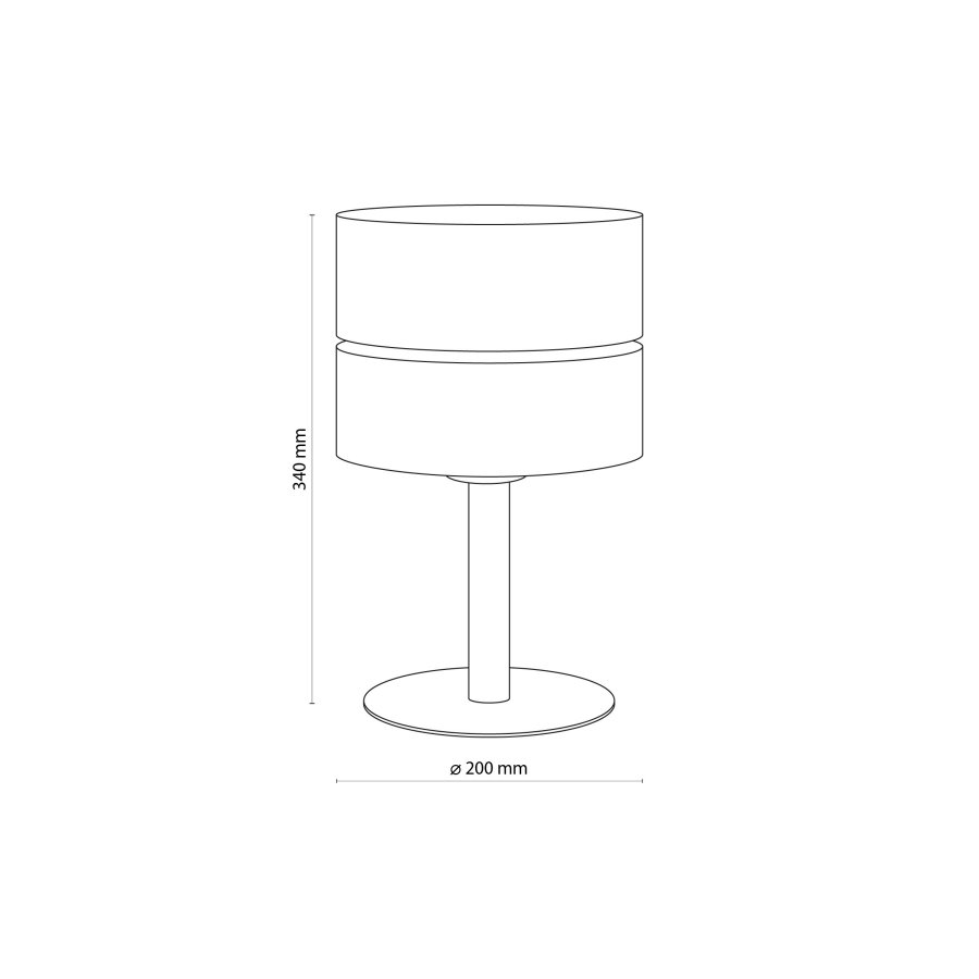 TK Eco bordlampe, rund - natur stof, fyrretr og sort metal