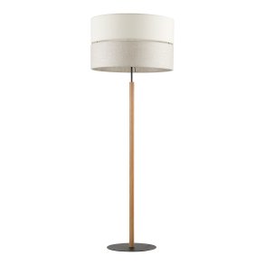 TK Eco gulvlampe, rund - natur stof, fyrretr og sort metal