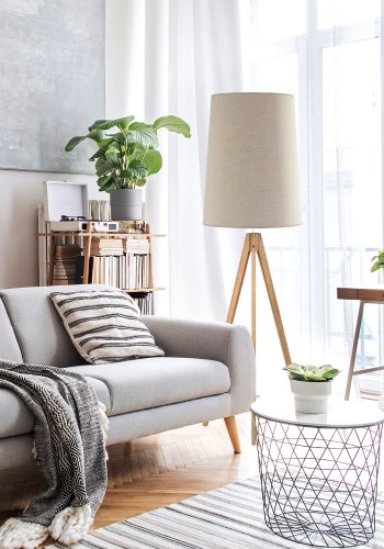 TK Walz gulvlampe - natur hr stof og natur tr