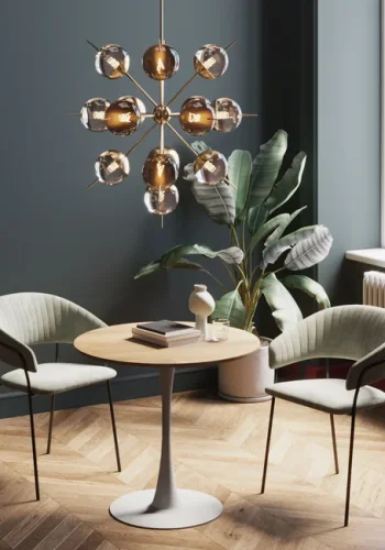 KARE DESIGN Schickeria spisebord, rund - laminat m. egetrslook og hvid stl (80)