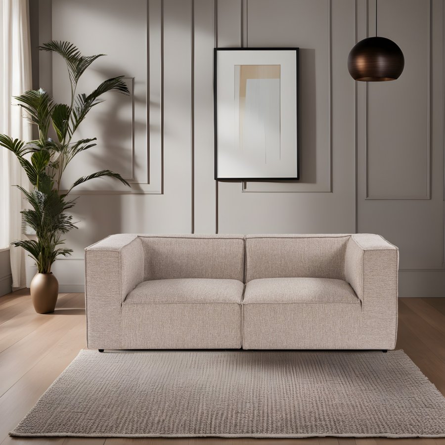 NORDVÄRK Sora 2 pers. sofa - sand/beige stof og plastik