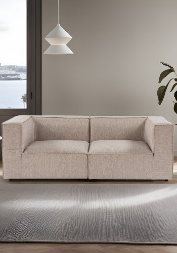 NORDVÄRK Sora 2 pers. sofa - sand/beige stof og plastik