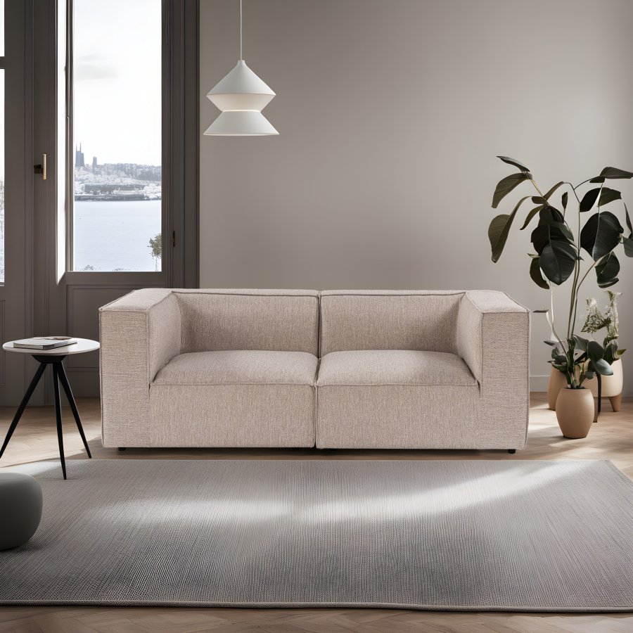 NORDVÄRK Sora 2 pers. sofa - sand/beige stof og plastik