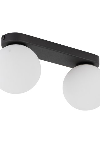 TK Mini loftlampe, m. 2 skrme - hvid glas og sort metal