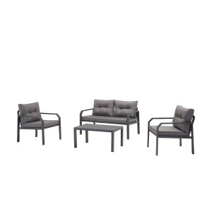 NORDVÄRK Arya udendrs loungest, m. 2 stole, 1 sofa, 1 bord, antracit hynder - antracit aluminium