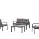 NORDVÄRK Arya udendrs loungest, m. 2 stole, 1 sofa, 1 bord, antracit hynder - antracit aluminium