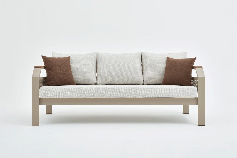 NORDVÄRK Morento udendrs loungest, m. 2 stole, 1 sofa, 1 bord, beige hynder - beige aluminium