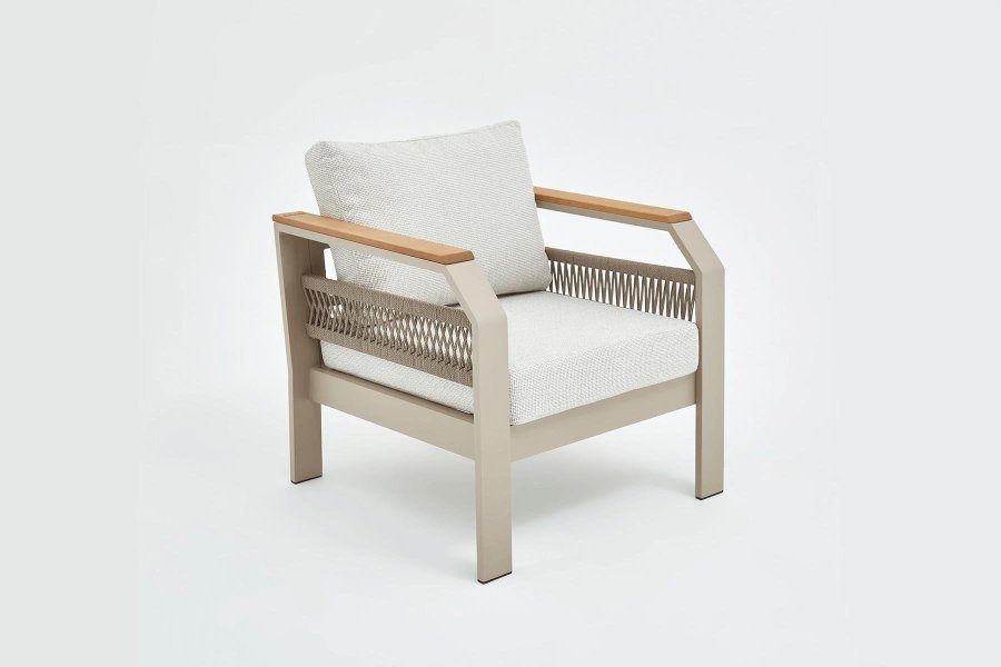 NORDVÄRK Morento udendrs loungest, m. 2 stole, 1 sofa, 1 bord, beige hynder - beige aluminium