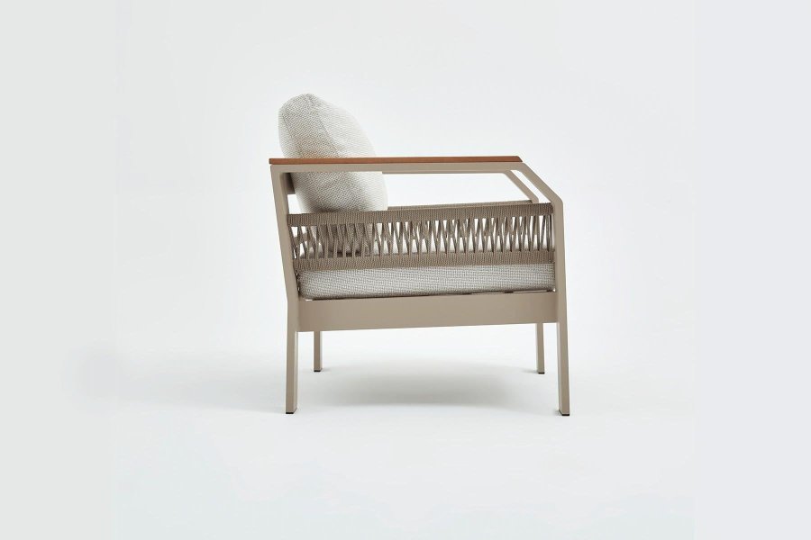 NORDVÄRK Morento udendrs loungest, m. 2 stole, 1 sofa, 1 bord, beige hynder - beige aluminium