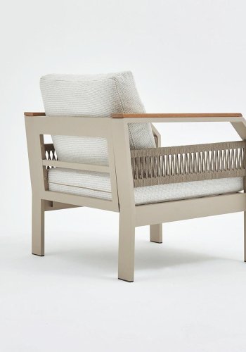 NORDVÄRK Morento udendrs loungest, m. 2 stole, 1 sofa, 1 bord, beige hynder - beige aluminium