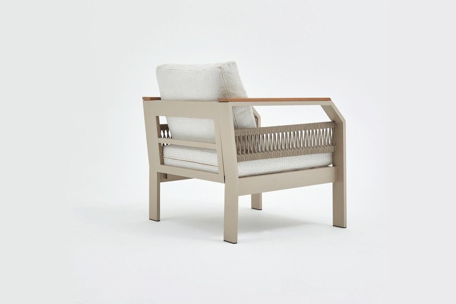 NORDVÄRK Morento udendrs loungest, m. 2 stole, 1 sofa, 1 bord, beige hynder - beige aluminium