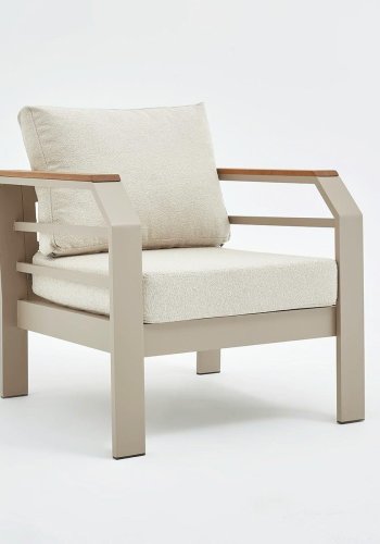 NORDVÄRK Assento udendrs loungest, m. 2 stole, 1 sofa, 1 bord, beige hynder - beige aluminium