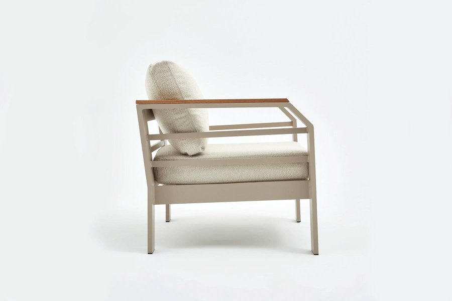 NORDVÄRK Assento udendrs loungest, m. 2 stole, 1 sofa, 1 bord, beige hynder - beige aluminium