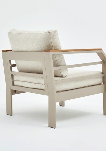 NORDVÄRK Assento udendrs loungest, m. 2 stole, 1 sofa, 1 bord, beige hynder - beige aluminium