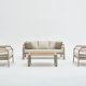 NORDVÄRK Assento udendrs loungest, m. 2 stole, 1 sofa, 1 bord, beige hynder - beige aluminium