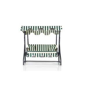 NORDVÄRK Morus 2 v2 udendrs dobbelt hngesofa - grn/hvid polyester stof og sort metal