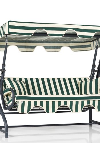 NORDVÄRK Ruta 1 udendrs triple hngesofa - grn/hvid polyester stof og sort metal