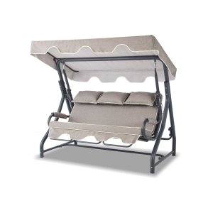 NORDVÄRK Salvia udendrs triple hngesofa - gr polyester stof og antracitgr metal