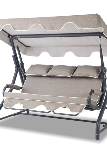 NORDVÄRK Salvia udendrs triple hngesofa - gr polyester stof og antracitgr metal