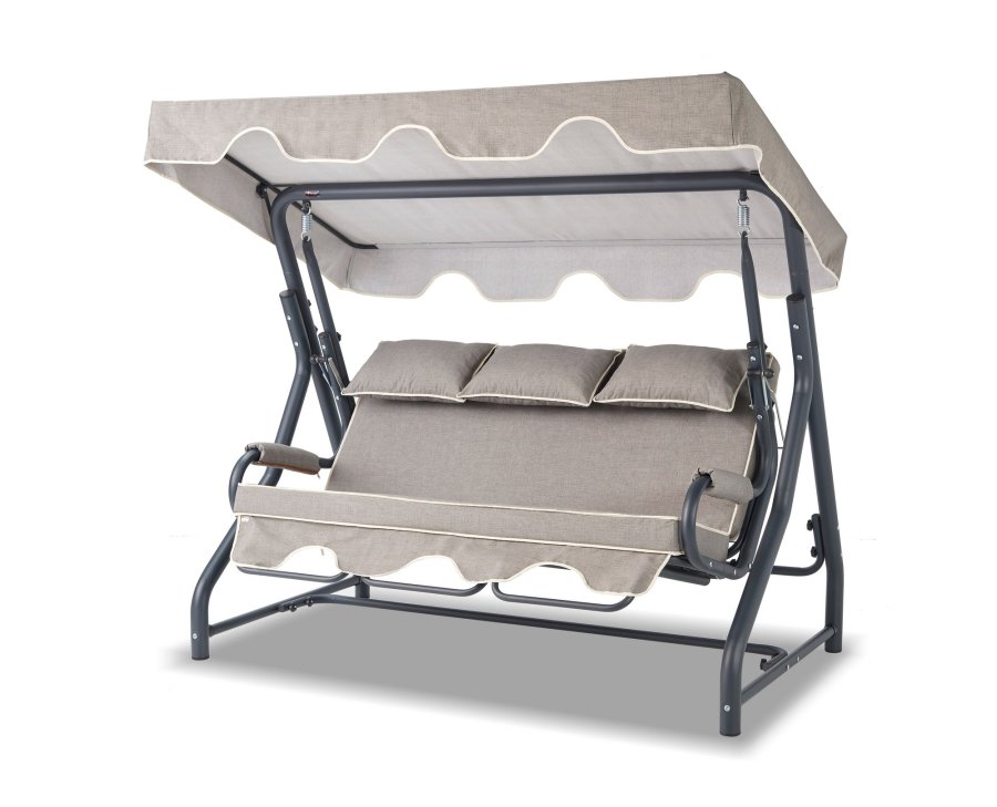 NORDVÄRK Salvia udendrs triple hngesofa - gr polyester stof og antracitgr metal