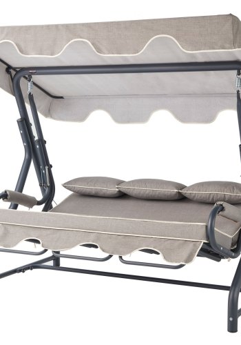 NORDVÄRK Salvia udendrs triple hngesofa - gr polyester stof og antracitgr metal