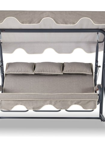 NORDVÄRK Salvia udendrs triple hngesofa - gr polyester stof og antracitgr metal