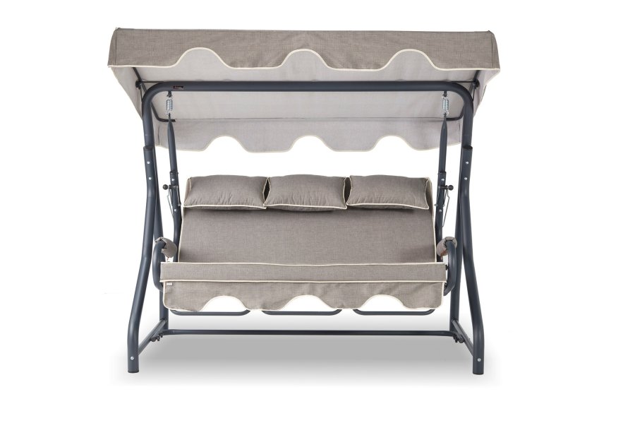 NORDVÄRK Salvia udendrs triple hngesofa - gr polyester stof og antracitgr metal