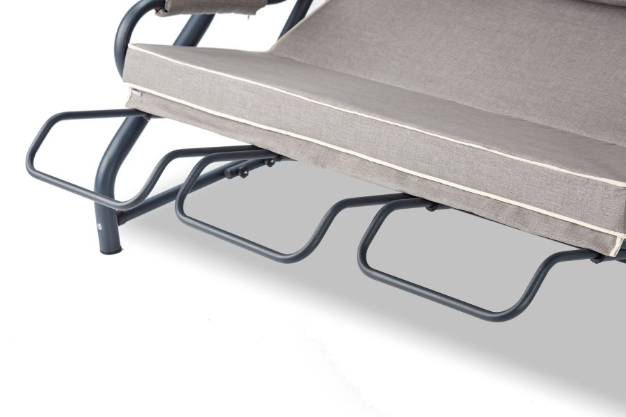 NORDVÄRK Salvia udendrs triple hngesofa - gr polyester stof og antracitgr metal