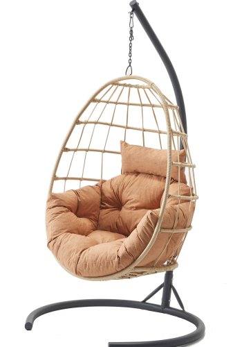 NORDVÄRK Tavus udendrs hngestol, m. cappucino hynder - creme og metal