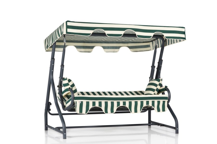 NORDVÄRK Olea 2 udendrs triple hngesofa - multifarvet polyester stof og metal