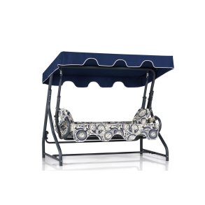 NORDVÄRK Olea 6 udendrs triple hngesofa - multifarvet polyester stof og aluminium