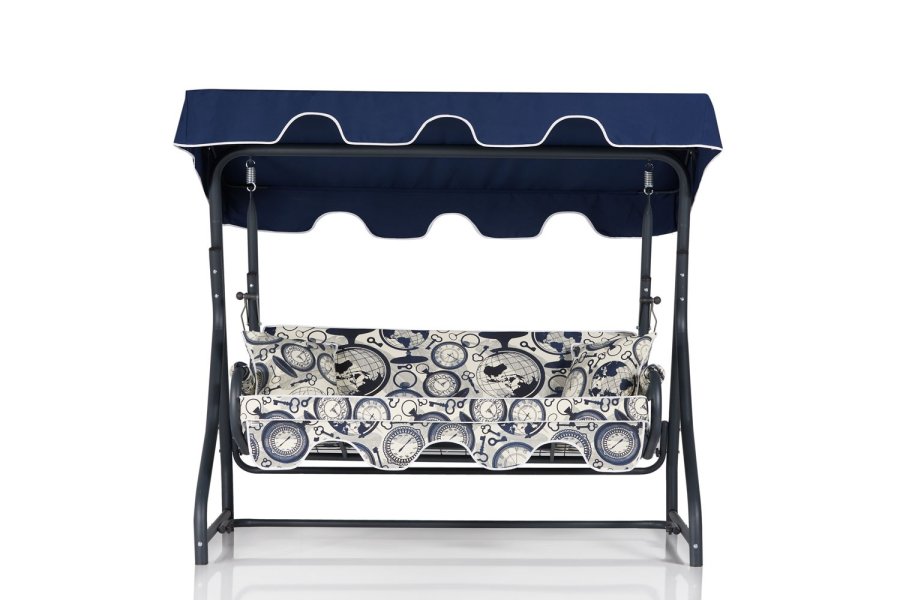 NORDVÄRK Olea 6 udendrs triple hngesofa - multifarvet polyester stof og aluminium