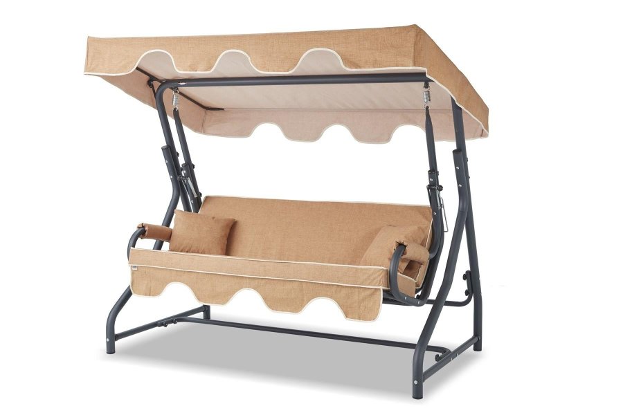 NORDVÄRK Olea udendrs triple hngesofa - beige polyester stof og metal