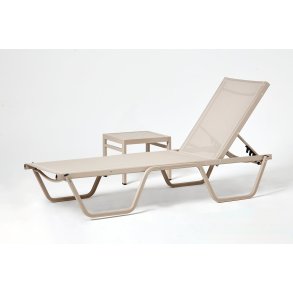 NORDVÄRK Asos udendrs solseng og sidebord - beige vinylbelagt polyester og aluminium (st med 2)