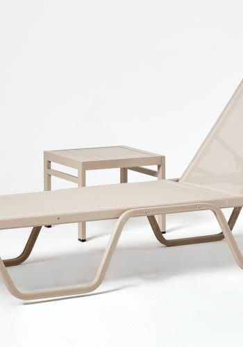 NORDVÄRK Asos udendrs solseng og sidebord - beige vinylbelagt polyester og aluminium (st med 2)