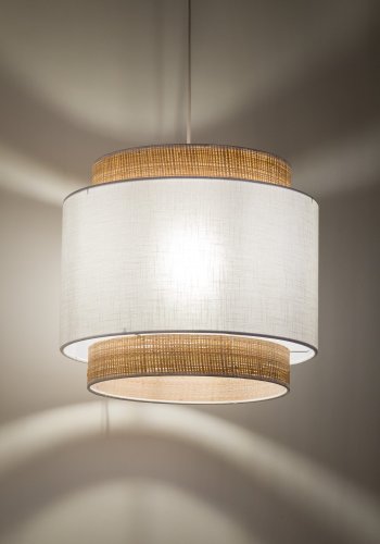 TK Boho loftlampe - natur str og hvid stof