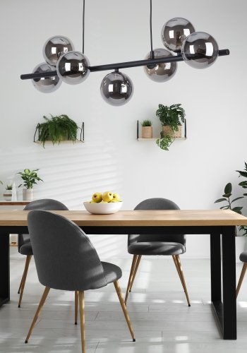 TK Ester loftlampe, m. 7 skrme - sort glas og metal