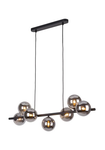 TK Ester loftlampe, m. 7 skrme - sort glas og metal