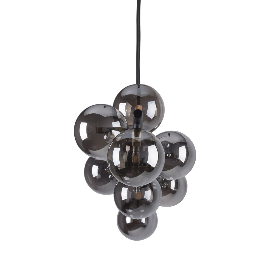 TK Ester loftlampe, m. 9 skrme - sort glas og metal