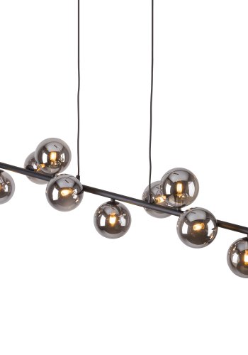 TK Ester loftlampe, m. 9 skrme - sort glas og metal