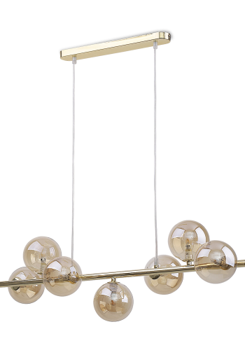 TK Estera loftlampe, m. 7 skrme - guld glas og metal