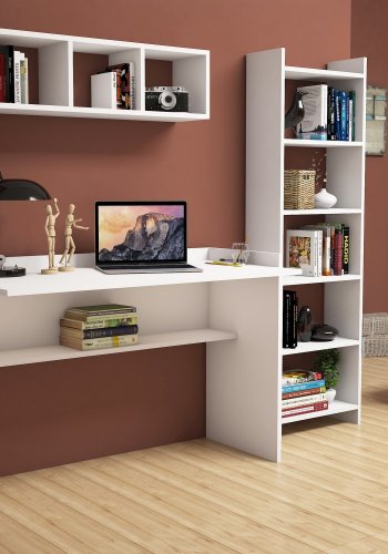 NORDVÄRK Hera arbejdsbord & bogreol, hvid