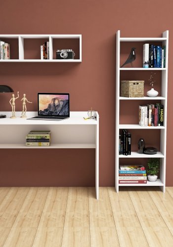 NORDVÄRK Hera arbejdsbord & bogreol, hvid